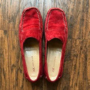 Anne Klein red suede loafer